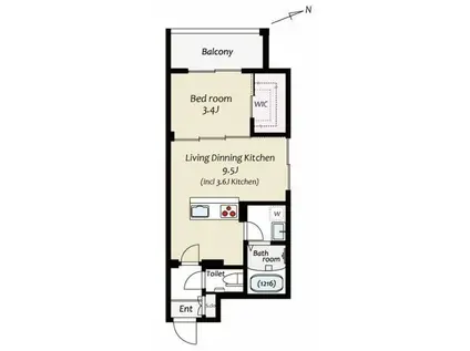 KUZE市川(1LDK/3階)の間取り写真