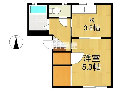 カーサ中の館C(1K/1階)の間取り写真