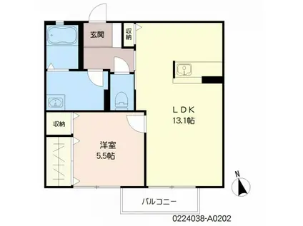 ラ・ティエラ II(1LDK/2階)の間取り写真