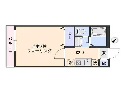 ヴェルーガ(1K/2階)の間取り写真