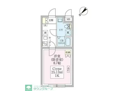 スカイラシクラス平和台(1K/3階)の間取り写真