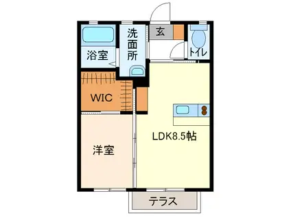 ブライトスクウェアーS棟(1LDK/2階)の間取り写真