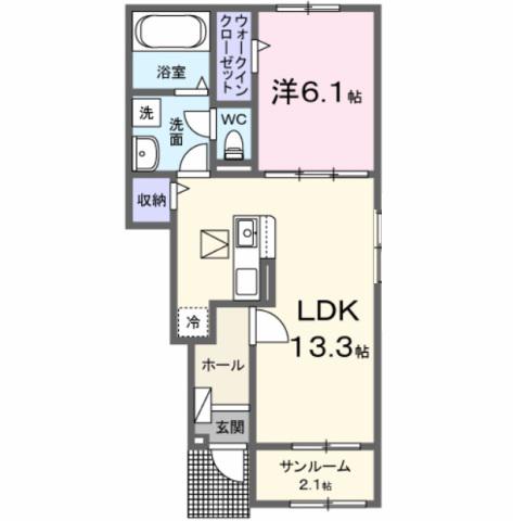 プラヤ オエステ(1LDK/1階)の間取り写真