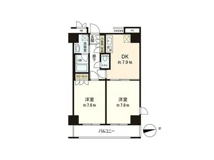 レジデンス仙台駅東(2DK/10階)の間取り写真