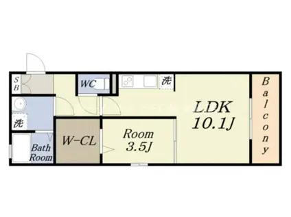 ラ・ローラン(1LDK/3階)の間取り写真