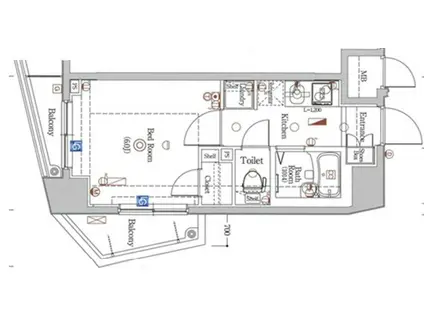 ARTESSIMO AQUA LINK VISTA(1K/2階)の間取り写真