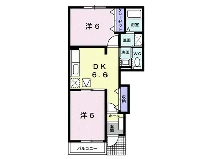 ラ・メゾン・アンソレイエIII(2DK/1階)の間取り写真