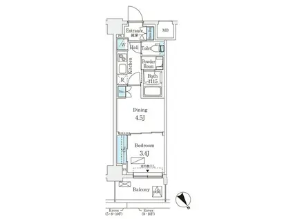 エル・セレーノ横浜(1DK/4階)の間取り写真