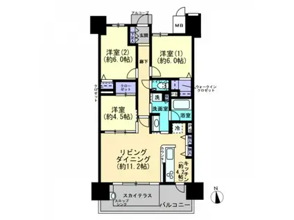 ロイヤルガーデン古新町弐番館(3LDK/15階)の間取り写真