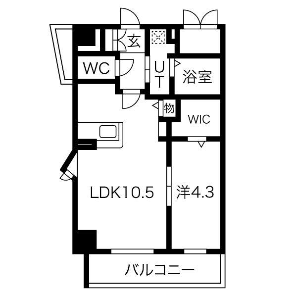 ソレイユ深草(1LDK/2階)の間取り写真