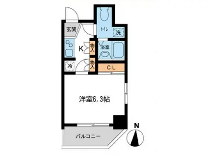 グローバン森下(1K/2階)の間取り写真