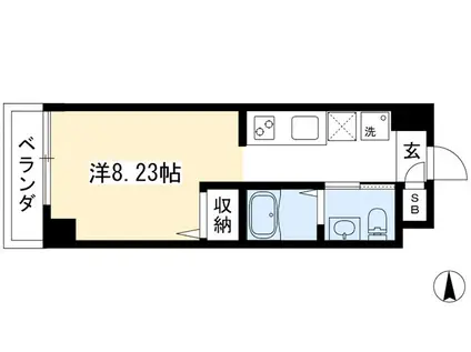 プランドール西院(1K/2階)の間取り写真