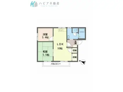 グレイス遠石(2LDK/2階)の間取り写真