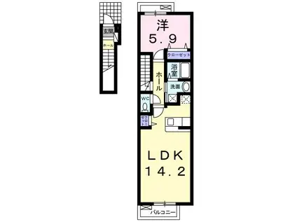 アウローラC(1LDK/2階)の間取り写真