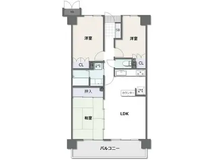 サーパス東山公園(3LDK/4階)の間取り写真
