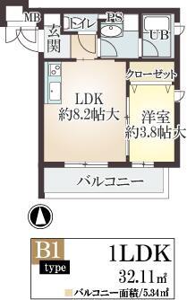 PINO甲東園(1LDK/3階)の間取り写真