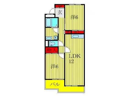 ロイアルパレスシマ(2LDK/2階)の間取り写真