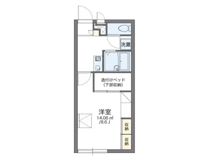 グリーン(1K/2階)の間取り写真