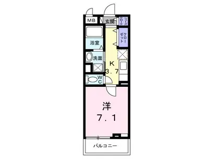 ニューインサイド(1K/3階)の間取り写真