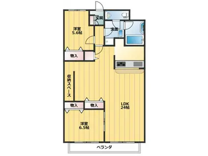 Mスタジアム(2LDK/4階)の間取り写真