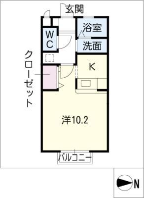 ボヌールN(ワンルーム/1階)の間取り写真