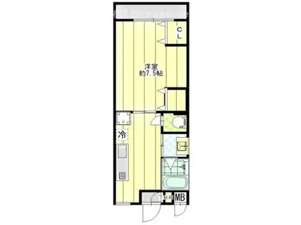 京阪本線 関目駅 徒歩1分 5階建 築37年(1K/5階)の間取り写真