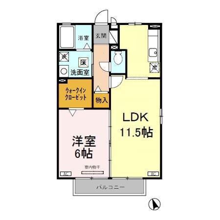 リビングタウン下新北町(1LDK/1階)の間取り写真