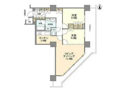豊洲シエルタワー(2LDK/23階)の間取り写真