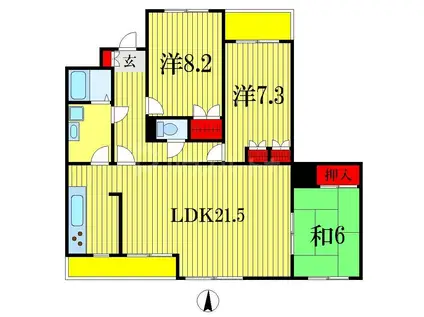アートビップ東寺山IB(3LDK/1階)の間取り写真