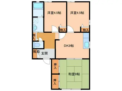 ディアス クボ B(3DK/1階)の間取り写真