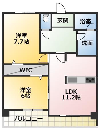 サンコートHITOTSUGI(2LDK/4階)の間取り写真