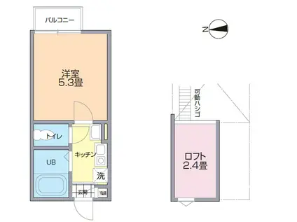 ソルティ元住吉(1K/2階)の間取り写真