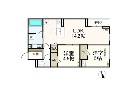 D-PRECIOUS武蔵野(2LDK/1階)の間取り写真