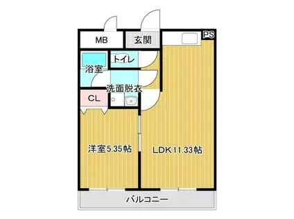 サウスコート(1LDK/5階)の間取り写真