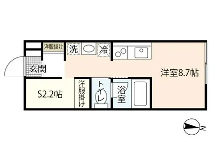フェリシア地御前(ワンルーム/1階)の間取り写真