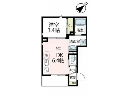 ポント ブリリアント(1LDK/1階)の間取り写真