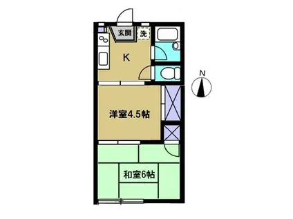 エトワール渡田新町(2K/1階)の間取り写真