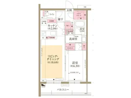 フロール梶が谷(1LDK/2階)の間取り写真