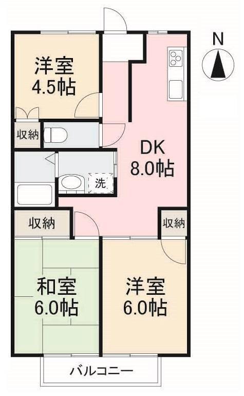 シティシャトレカトウ(3DK/1階)の間取り写真