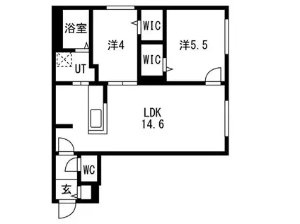ブランシャールAS北16条N(2LDK/1階)の間取り写真