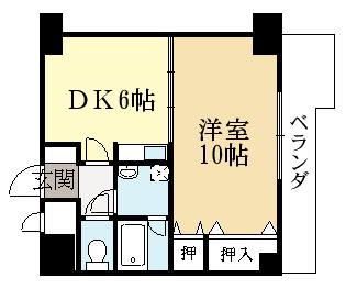 サンタウン宇治(1DK/5階)の間取り写真