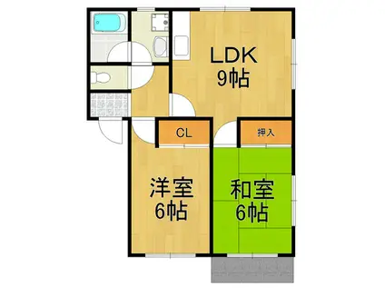 カーザ甲東園(2LDK/1階)の間取り写真