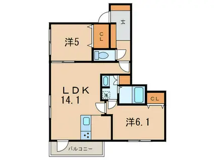 サバンジュール(2LDK/5階)の間取り写真