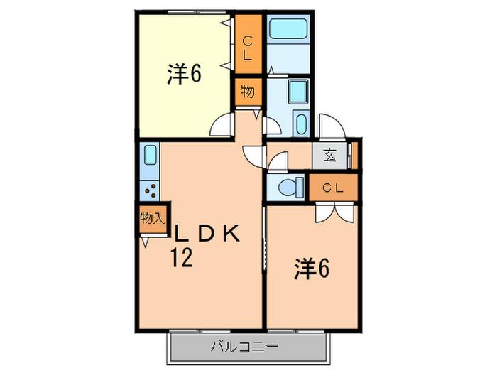 ハイカムール松井(2LDK/2階)の間取り写真