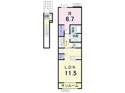 ルーチェバンビーナ(1LDK/2階)の間取り写真