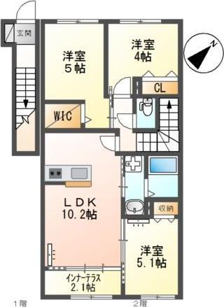 MANA(3LDK/2階)の間取り写真