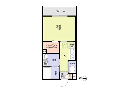 GARDEN TERRACE ウエスト(1K/1階)の間取り写真