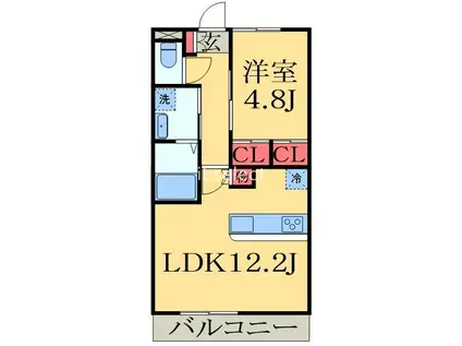 パティオⅥ(1LDK/3階)の間取り写真