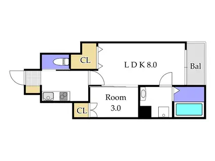 POLARIS(1LDK/1階)の間取り写真