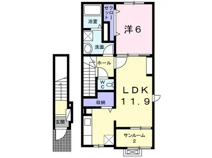 カーサレジーナ(1LDK/2階)の間取り写真